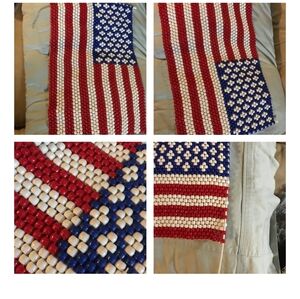Hand Made In USA Patriotic Beaded American Flag